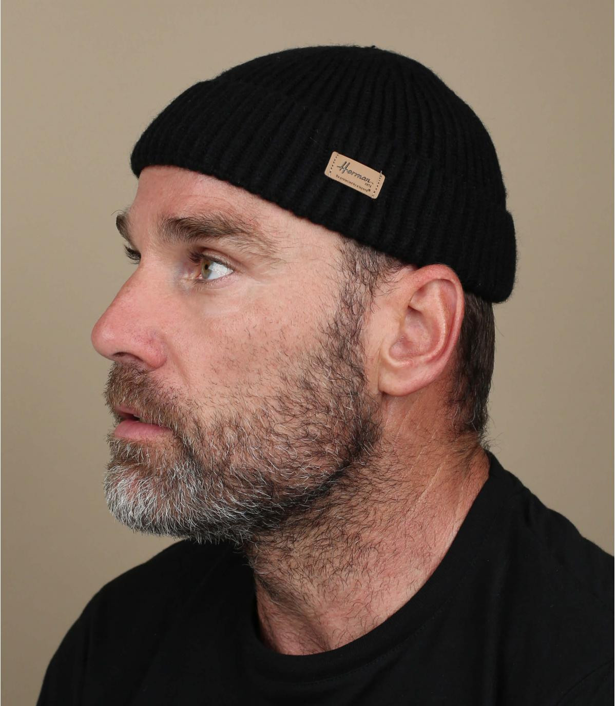 Black docker beanie Doc black Herman Headwear Headict